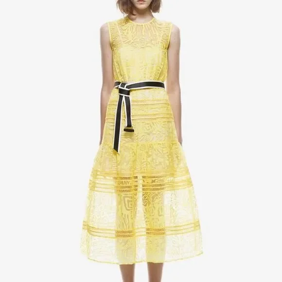 Self portrait Lace Yellow Maxi Dress - Picture 1 of 5